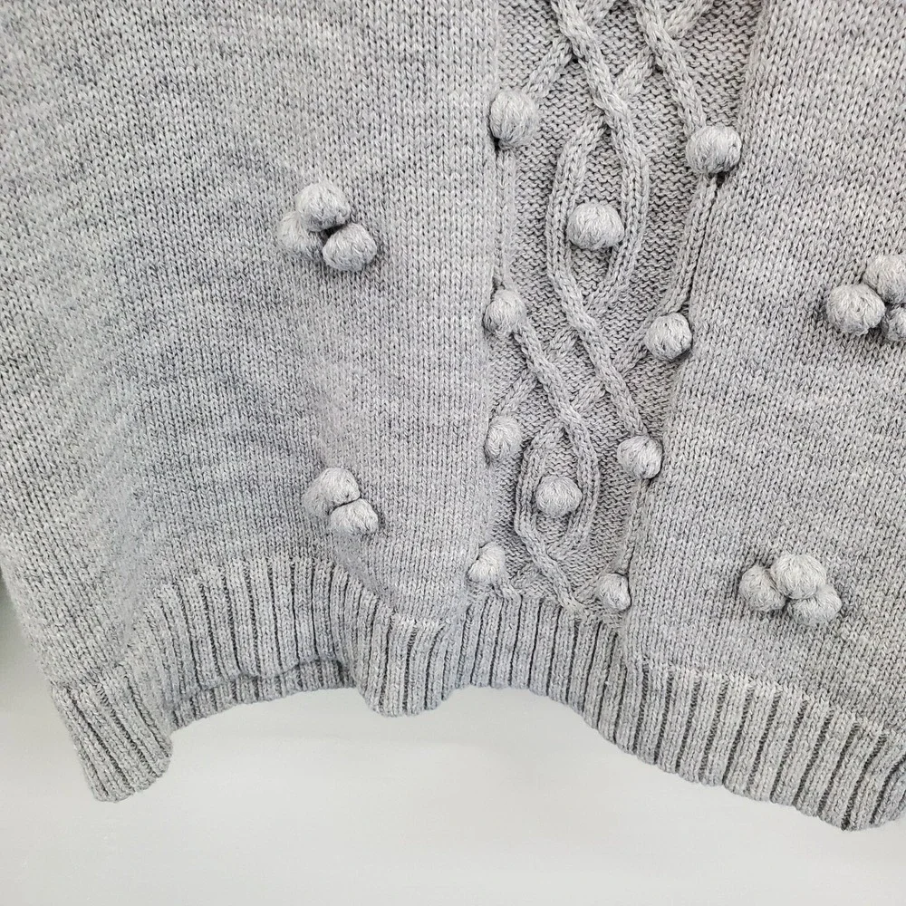 Womens 1X Gray Knit‎ Bobble Sweater Pullover Off Shoulder Slouchy Collar Winter